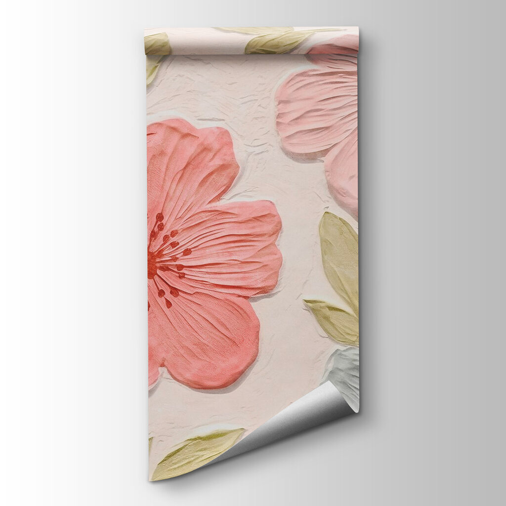 Roze bloemen met bladreliëf — productweergave