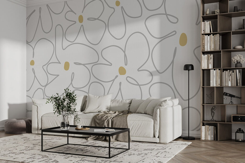 Bloemcontouren met gele stippen — interieur 2