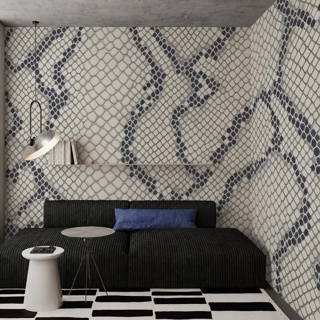 Donkere schubben op crème — interieur 2
