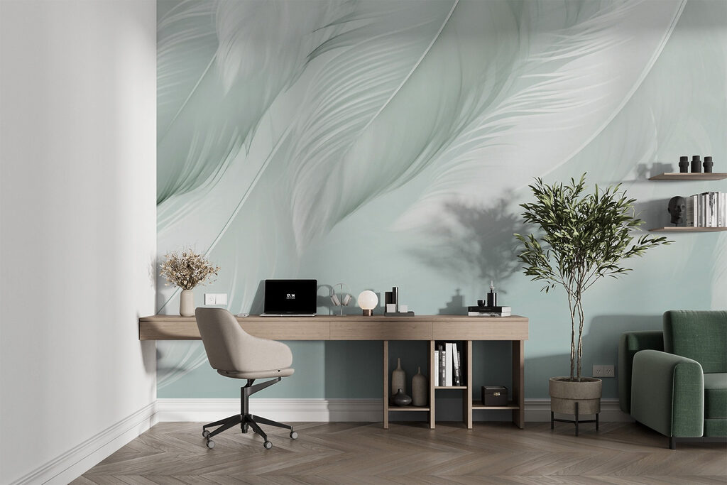 Witte veren tegen lichtmint — interieur 3