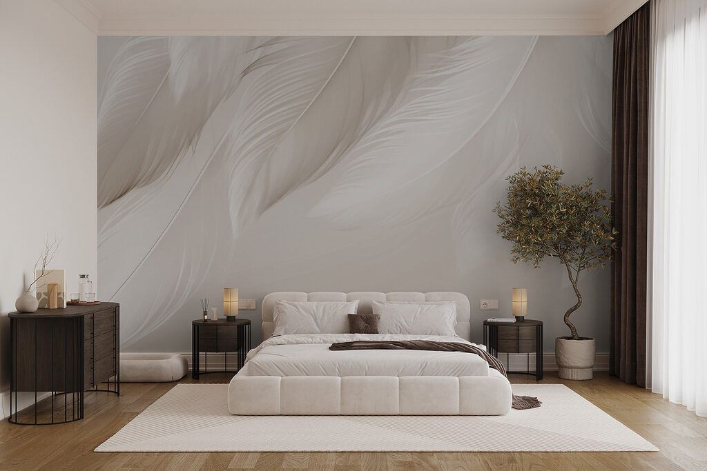 Delicate veren op zachte achtergrond in een interieur