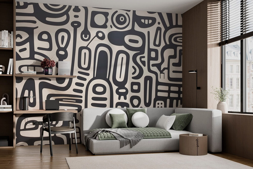 Zwart-wit patroon op een wit oppervlak — interieur 1