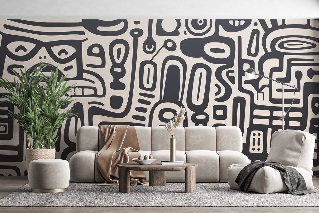 Zwart-wit patroon op een wit oppervlak — interieur 2