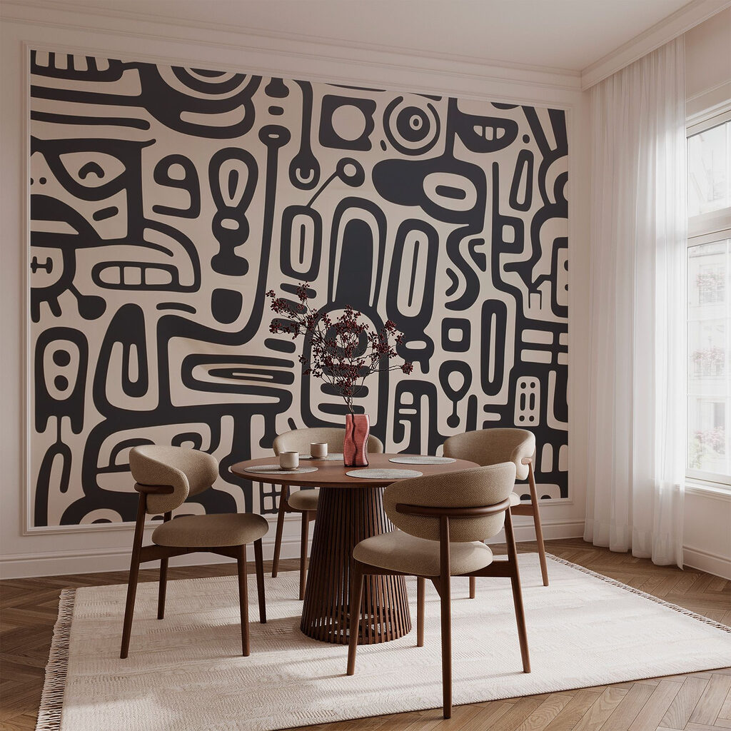 Zwart-wit patroon op een wit oppervlak — interieur 3
