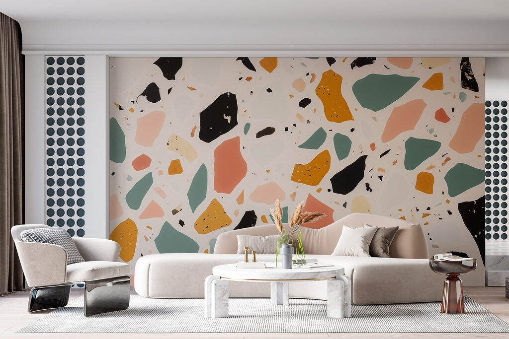 Kleurige brokjes op perzik — interieur 1