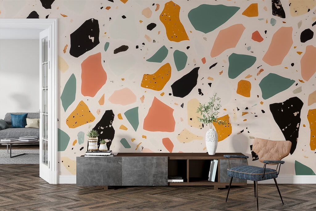 Kleurige brokjes op perzik — interieur 2
