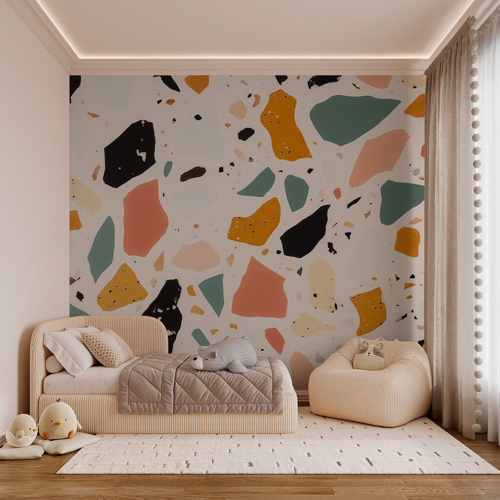 Kleurige brokjes op perzik — interieur 3
