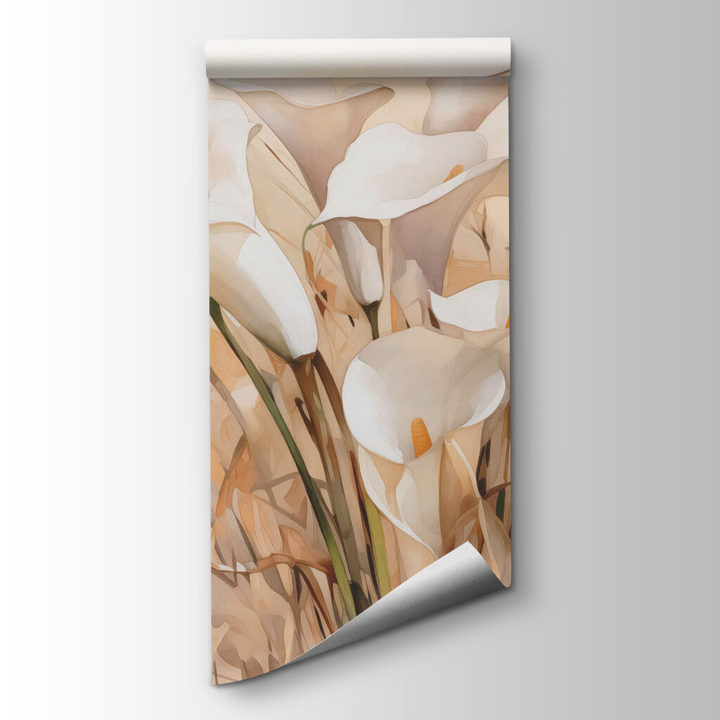 Witte kelkbloemen tussen grassen — productweergave