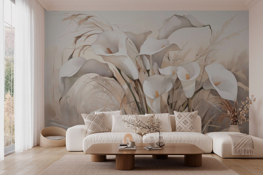 Witte kelken tussen halmen — interieur 2