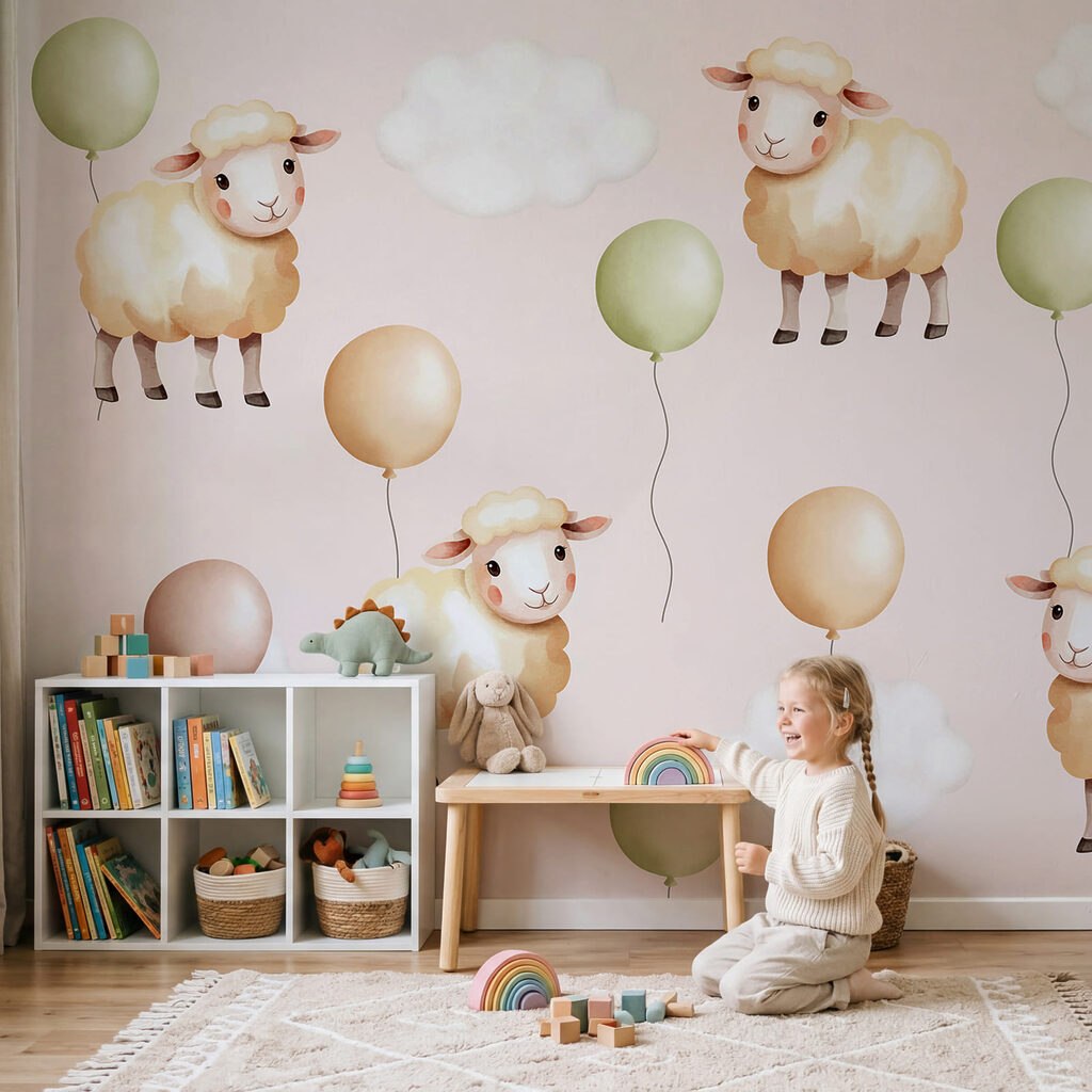 Schaapjes tussen zachte ballonnen — interieur 1