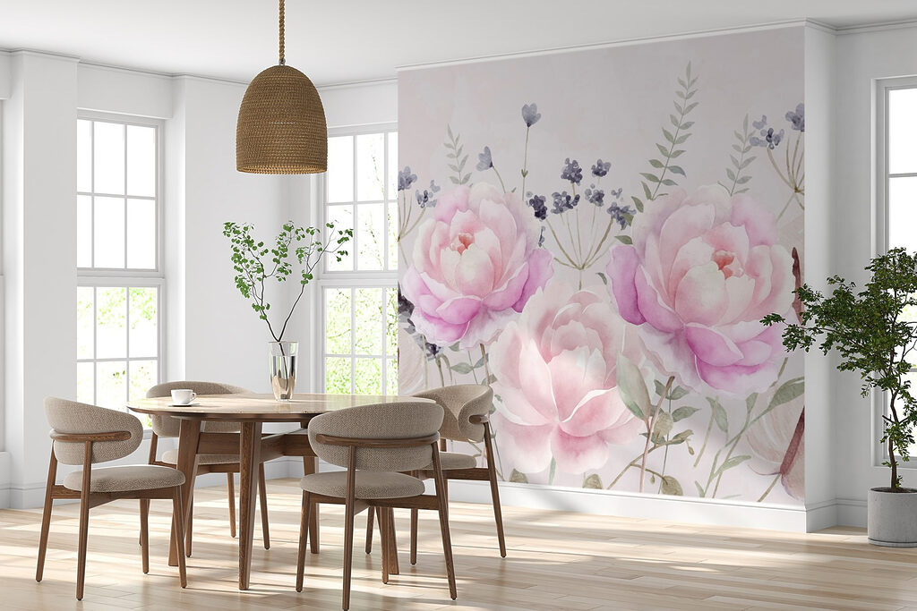 Roze pioenen tussen veldbloemen — interieur 3