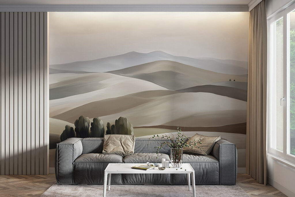 Boomgroep tussen glooiende heuvels — interieur 2