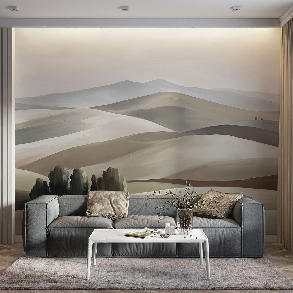 Boomgroep tussen glooiende heuvels — interieur 3