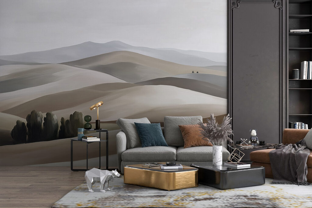 Boomgroep tussen glooiende heuvels — interieur 4