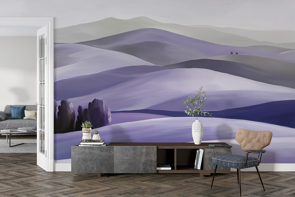 Boomgroep tussen glooiende heuvels — interieur 1