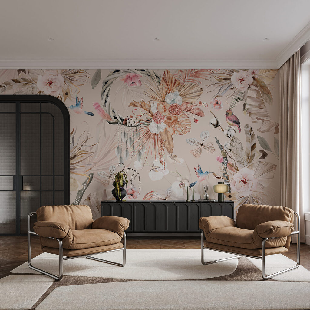 Bloemen rond sierlijke vogels — interieur 2