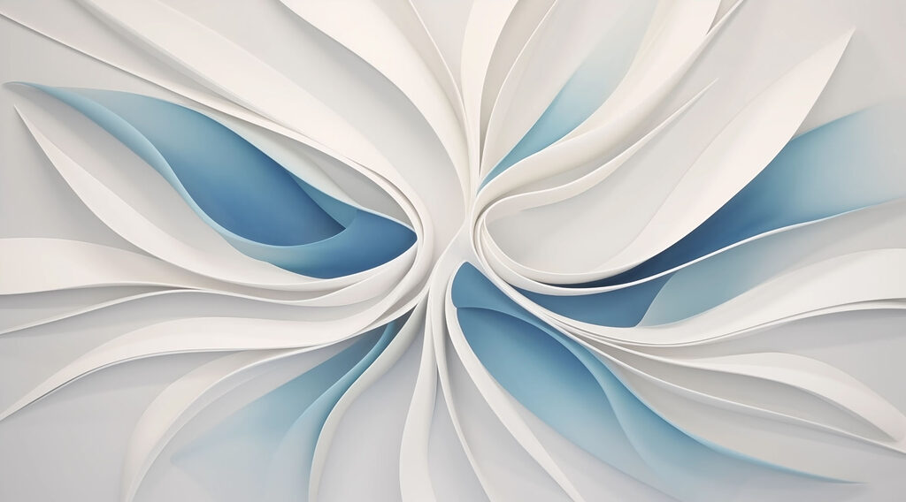 Witte banen rond blauw — volledig ontwerp