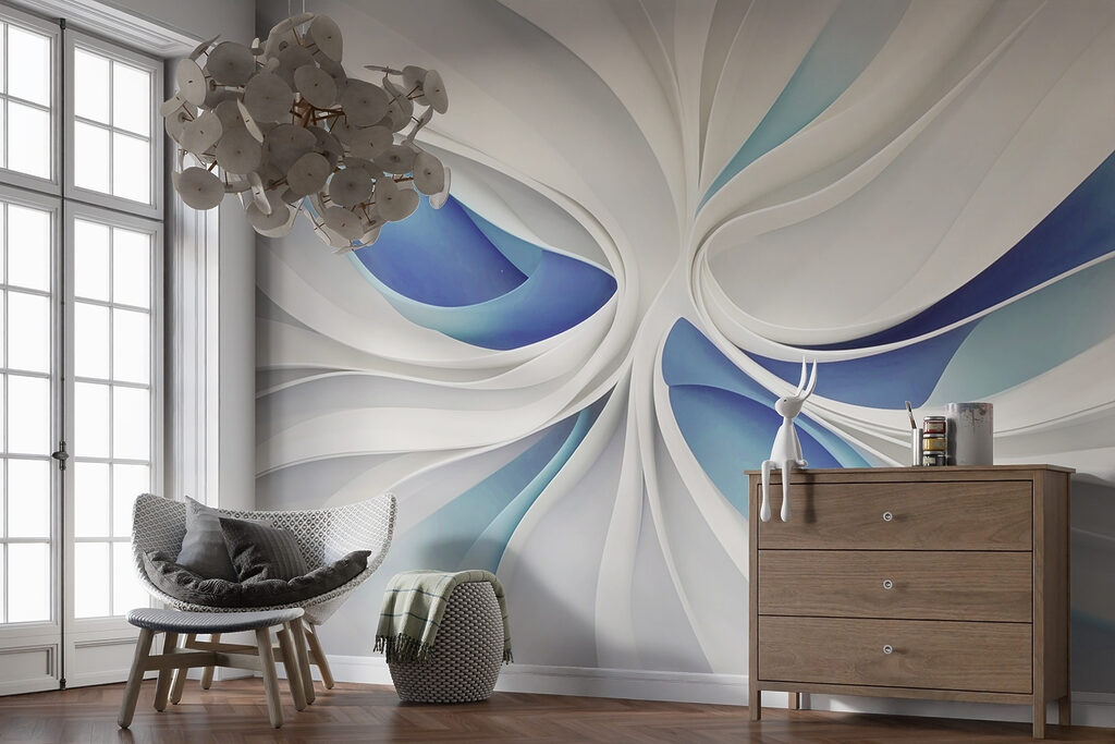 Witte banen rond blauw — interieur 3