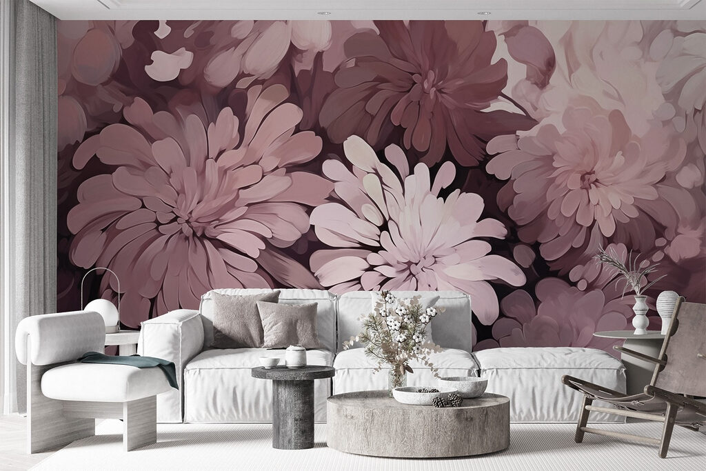 Dichte bloemen in pruimtinten — interieur 3