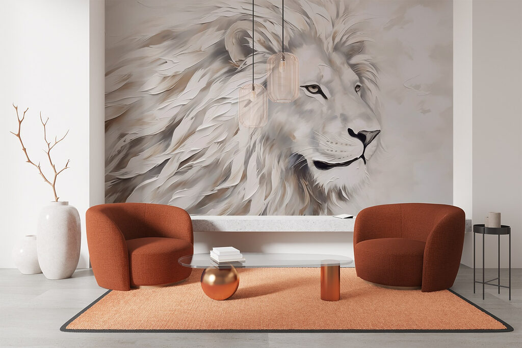 Witte leeuw in penseelstreken — interieur 1
