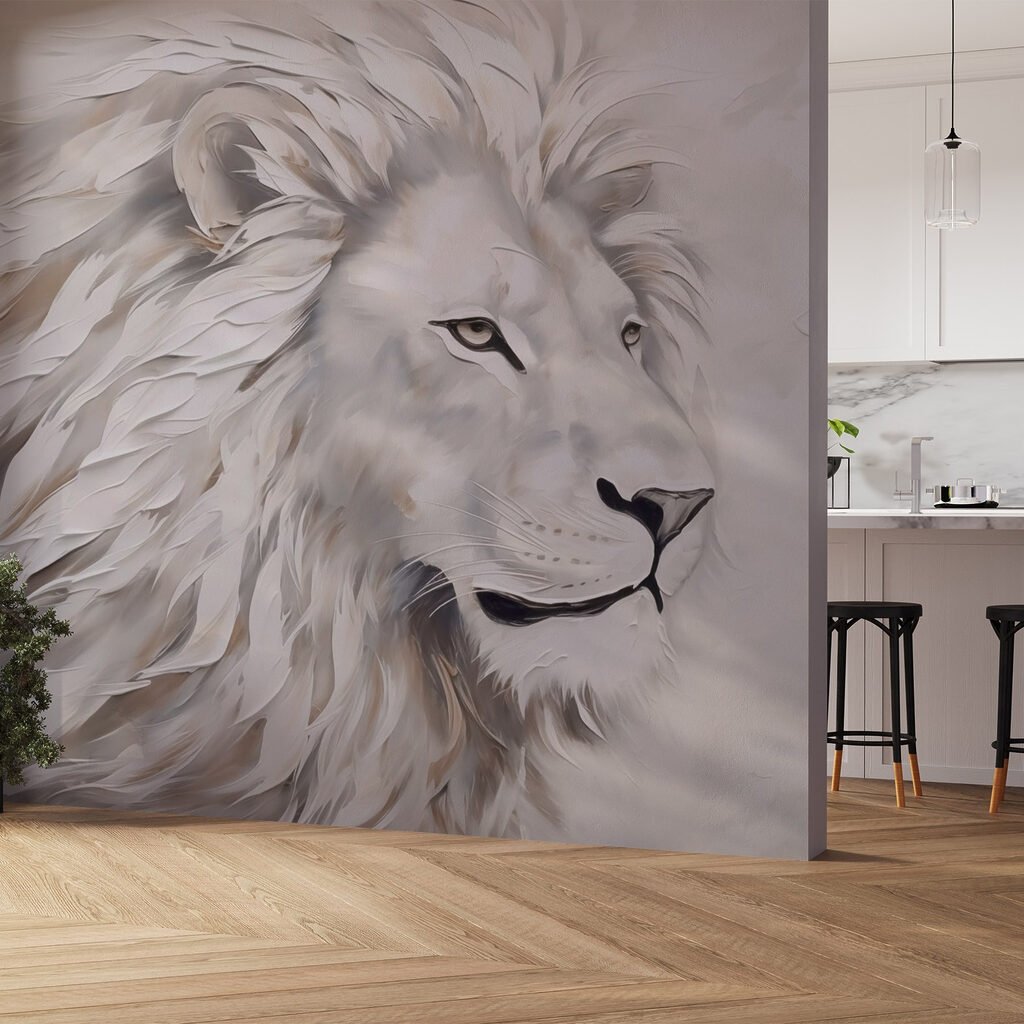 Witte leeuw in penseelstreken — interieur 2