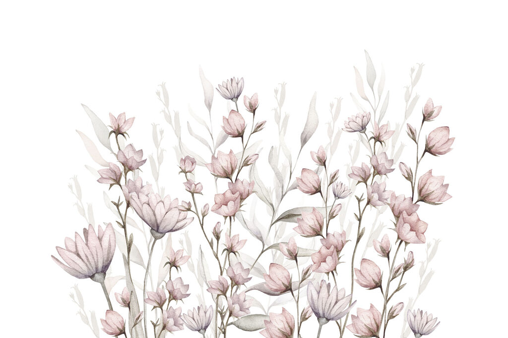 Tere roze bloemen rijzen — volledig ontwerp