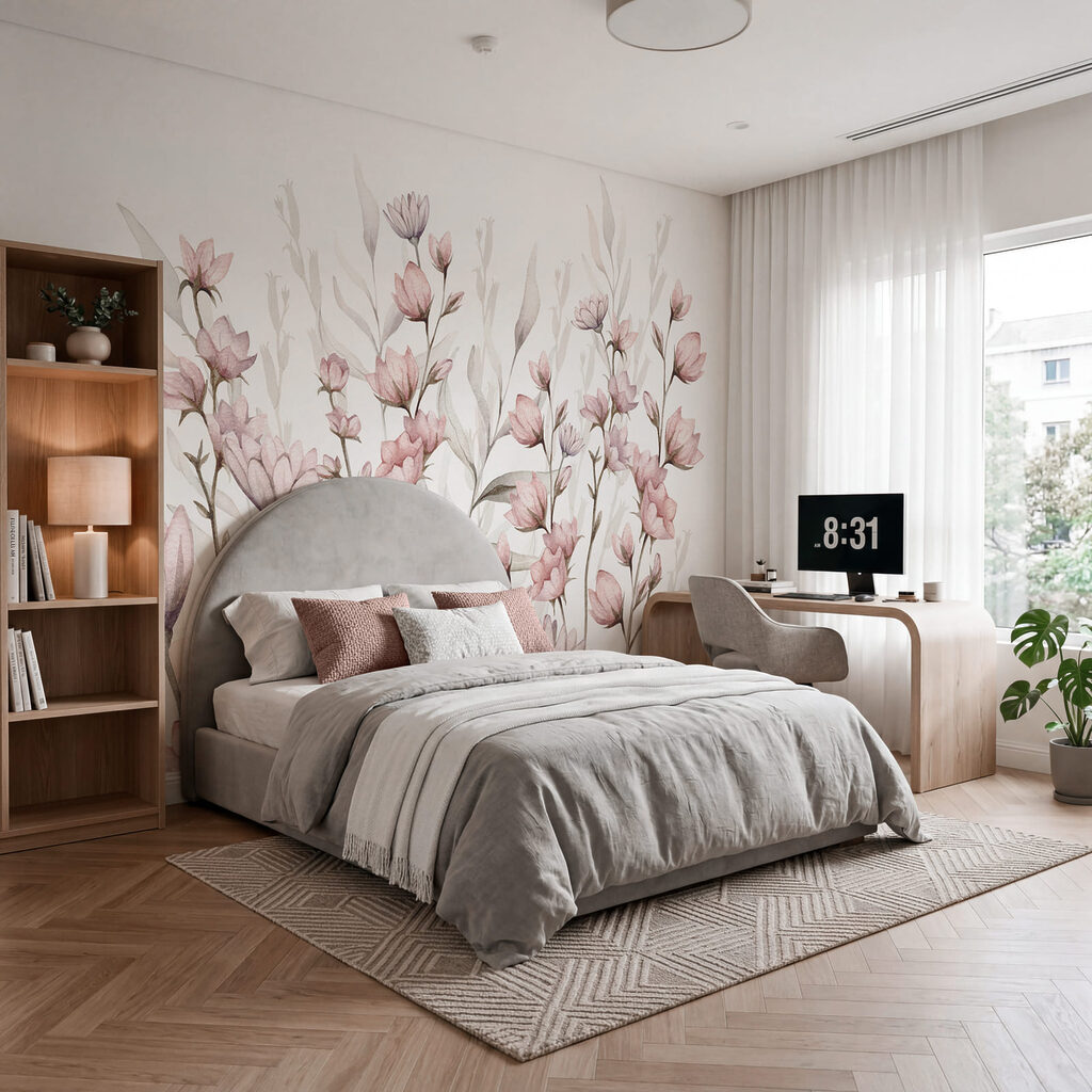 Tere roze bloemen rijzen — interieur 1
