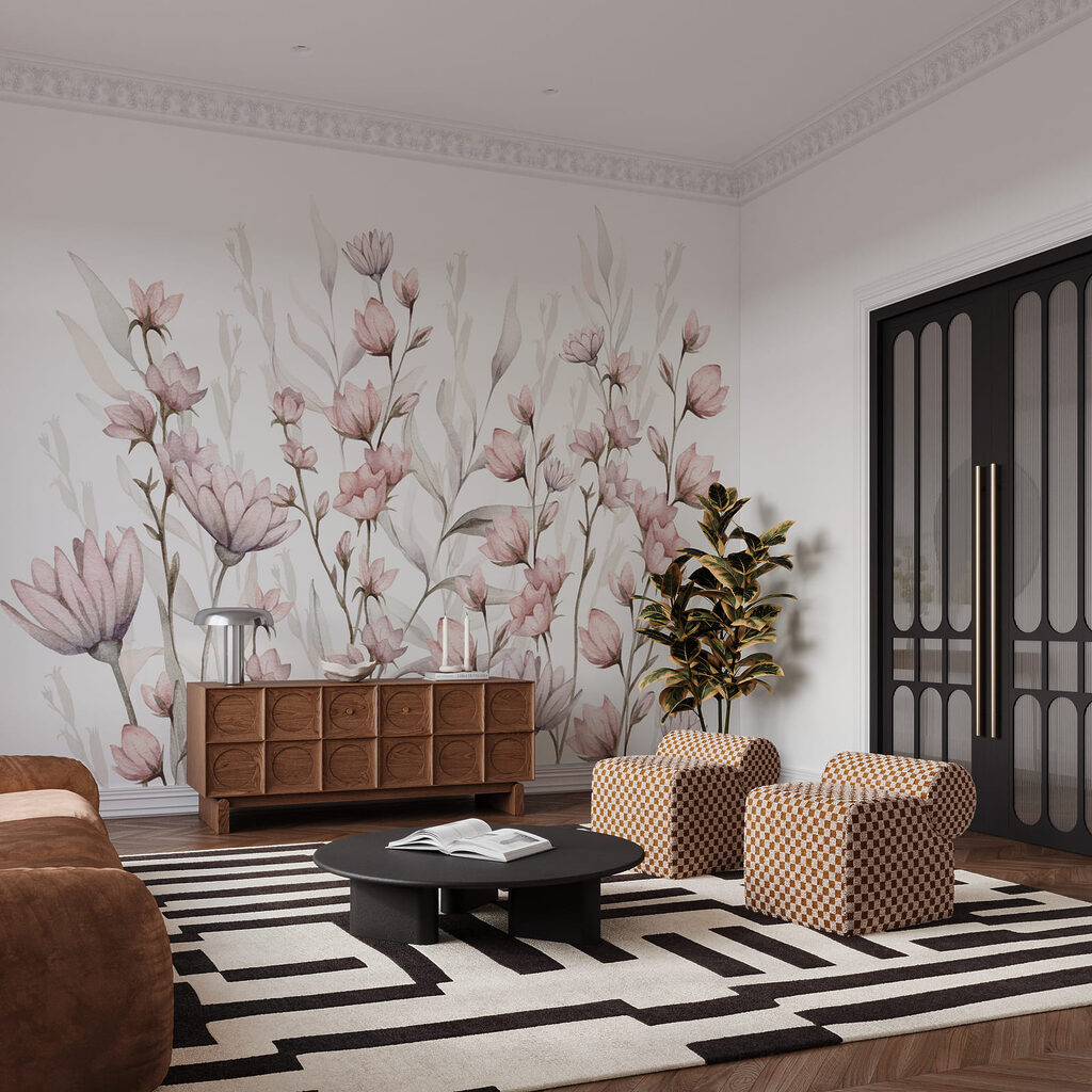 Tere roze bloemen rijzen — interieur 3