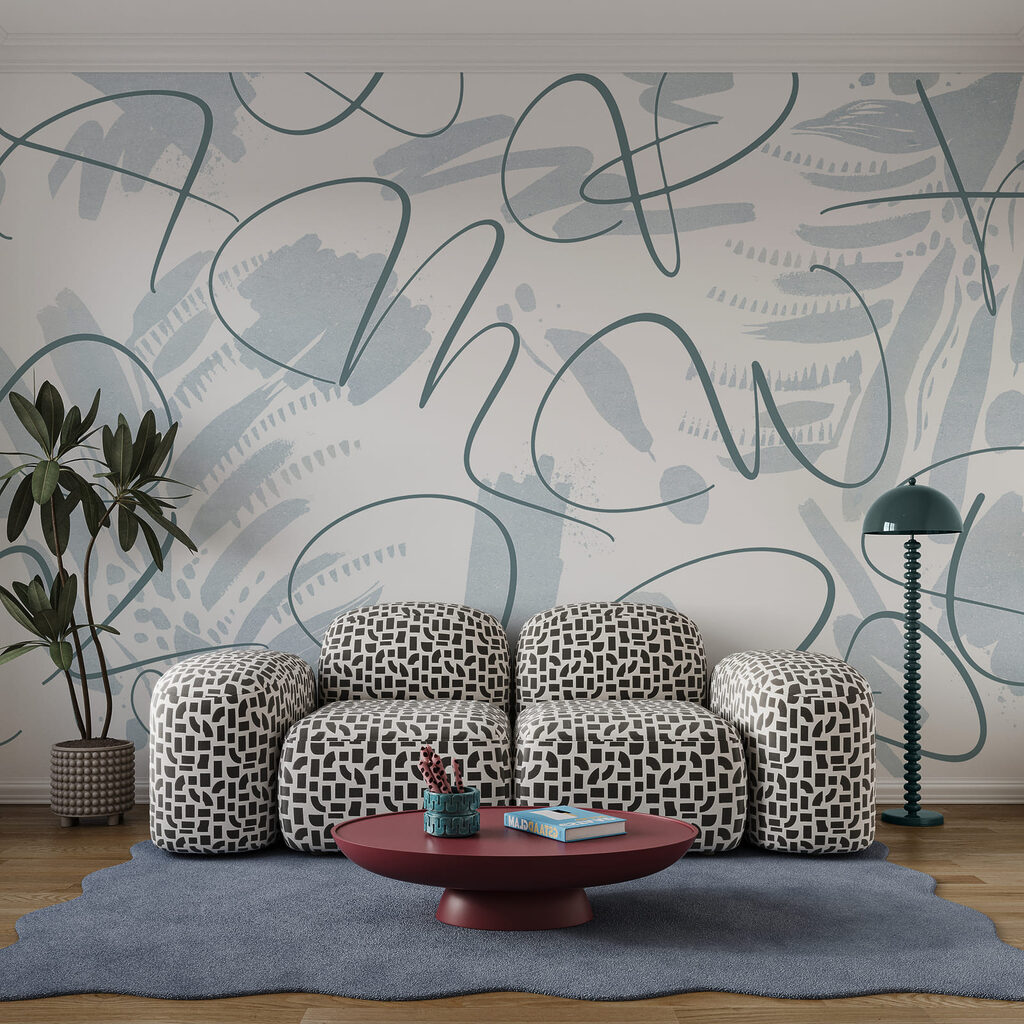 Kunstzinnige krullen in zachte tinten in een interieur