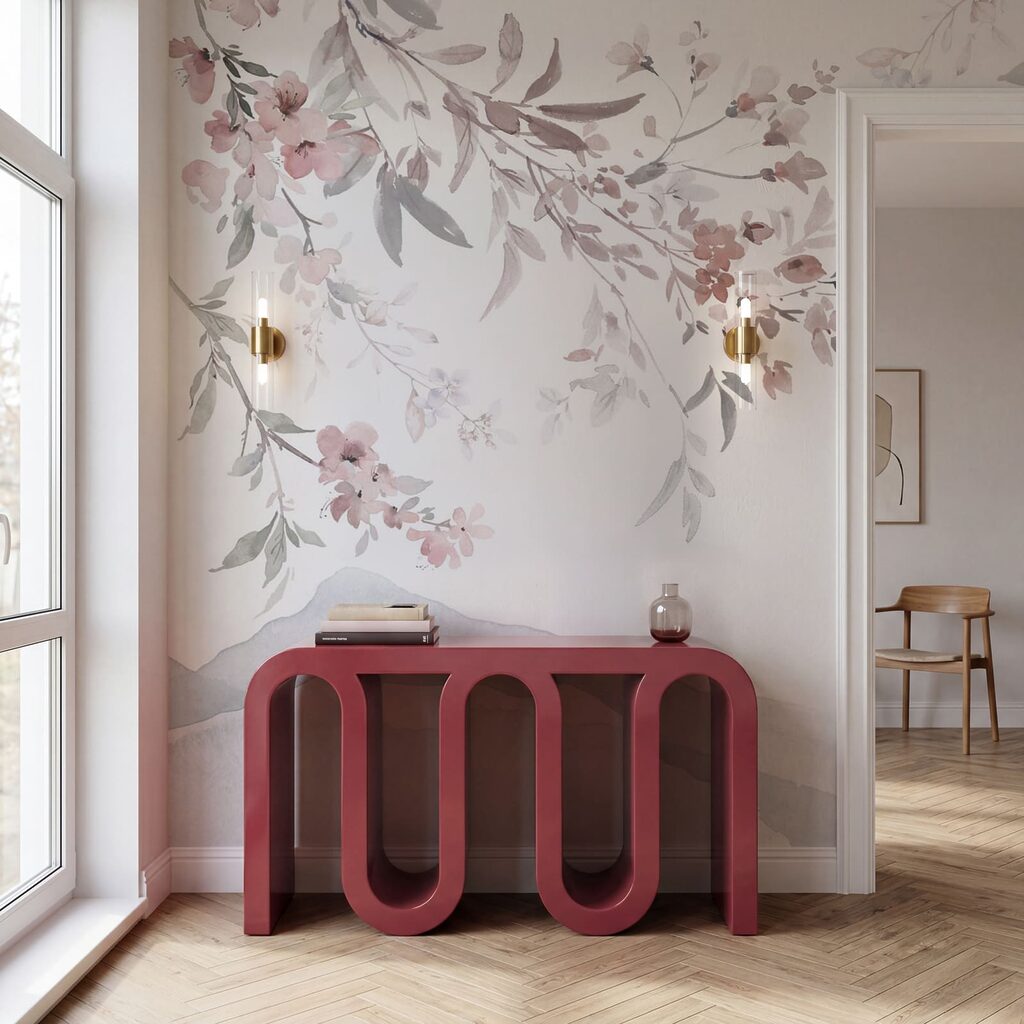 Bloesemtakken boven verre bergen — interieur 2