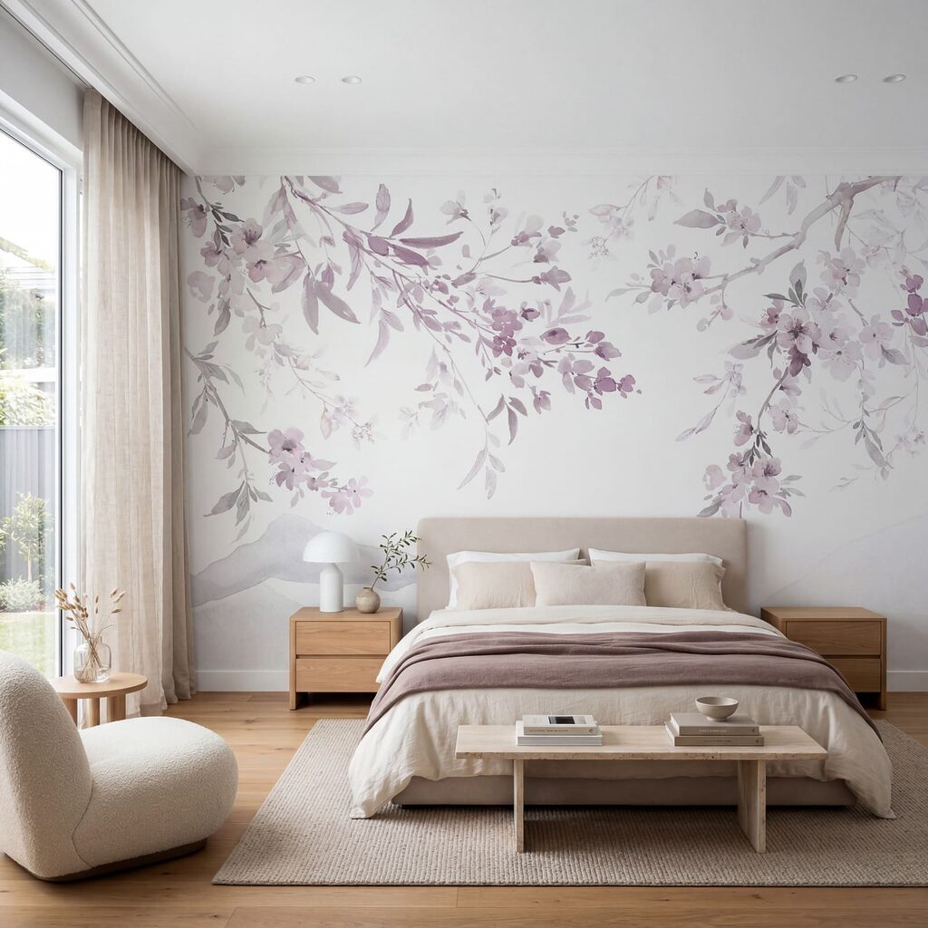Bloesemtakken boven verre bergen — interieur 2