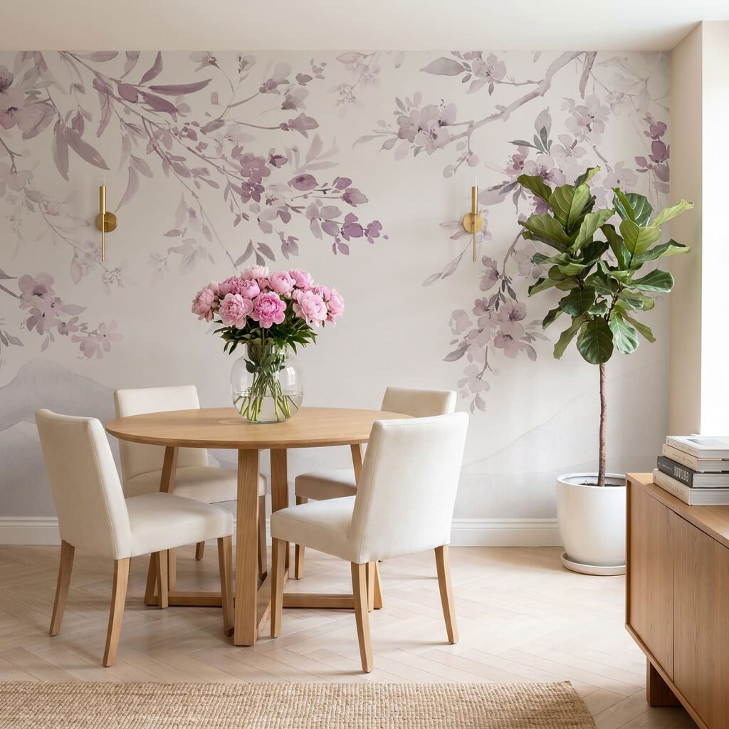 Bloesemtakken boven verre bergen — interieur 3