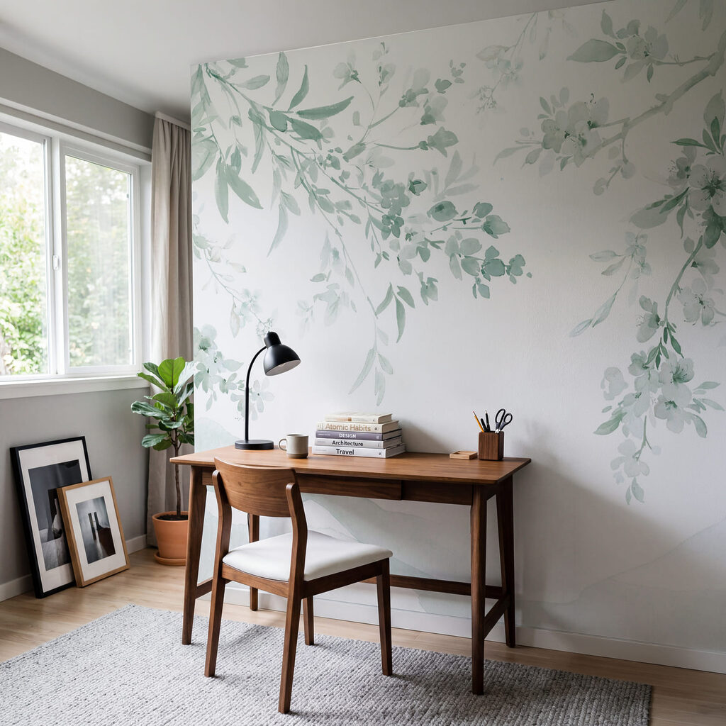 Bloesemtakken boven verre bergen — interieur 3