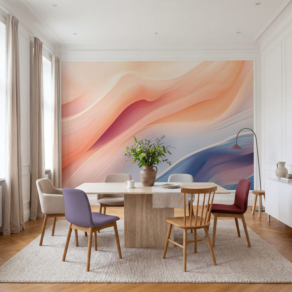 Perziklagen naast blauwe lijnen — interieur 2