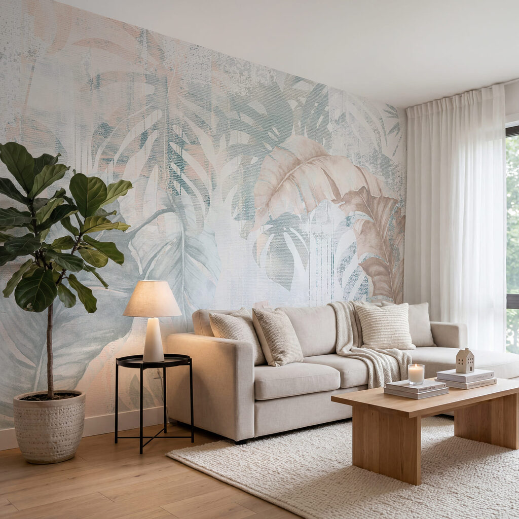 Tropenbladeren op verweerde achtergrond — interieur 2