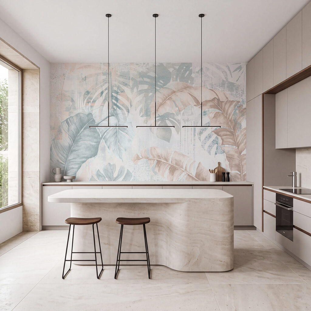 Tropenbladeren op verweerde achtergrond — interieur 3