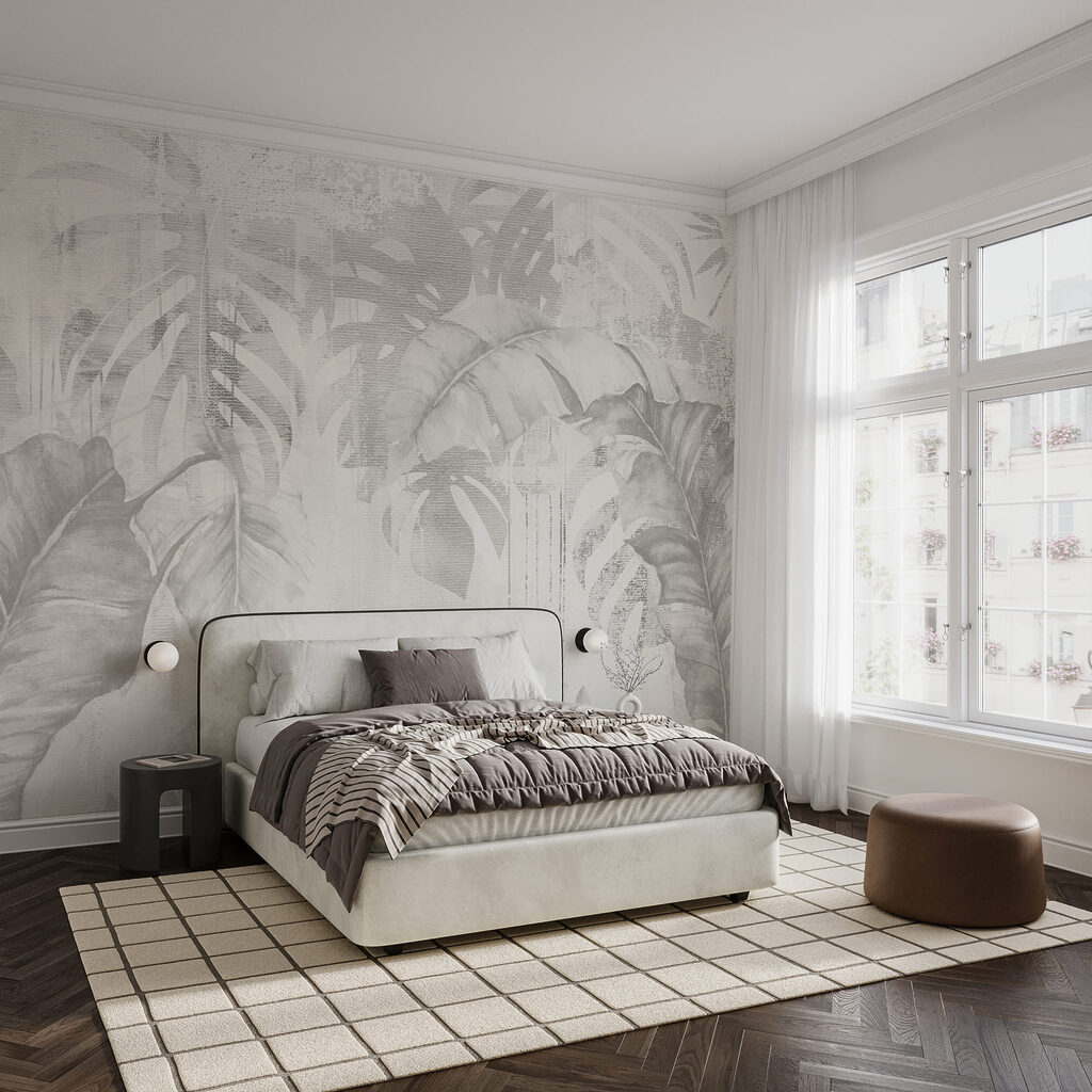 Tropenbladeren op verweerde achtergrond — interieur 2