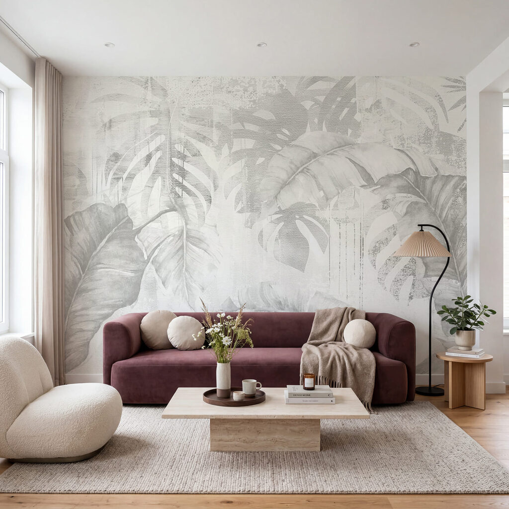 Tropenbladeren op verweerde achtergrond — interieur 3