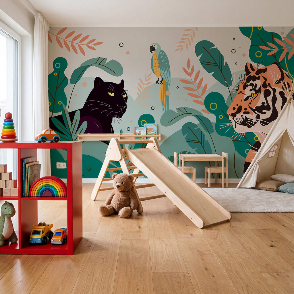 Tijger naast zwarte panter — interieur 2