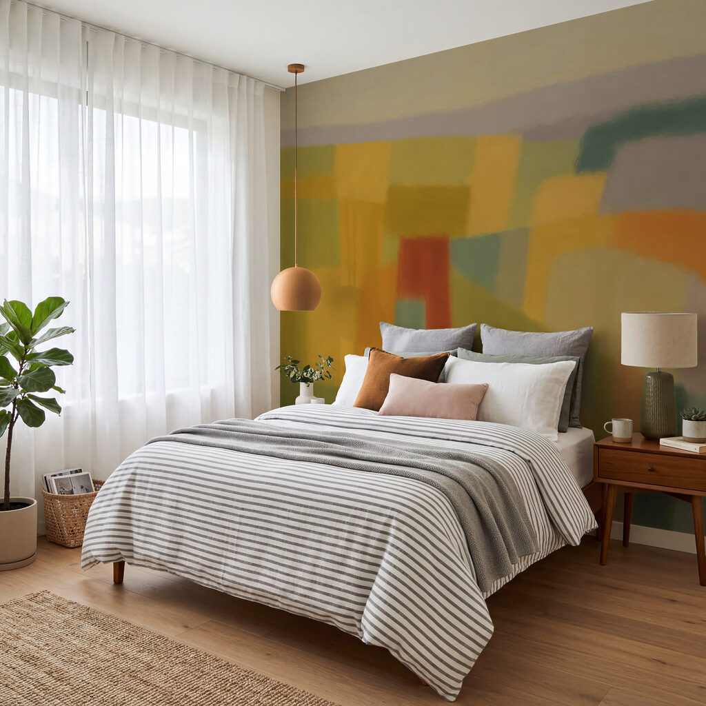 Groene velden als kleurblokken — interieur 2