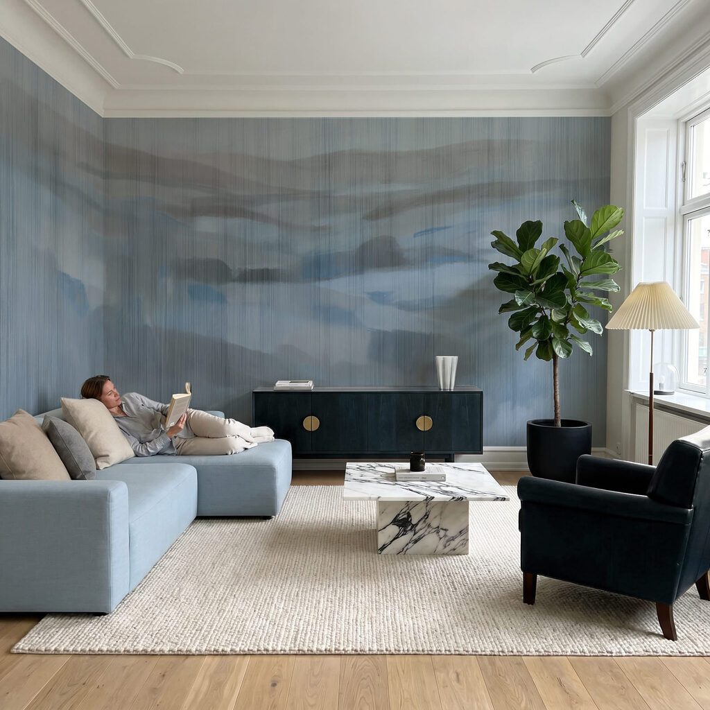 Grijs-wit schilderij — interieur 1