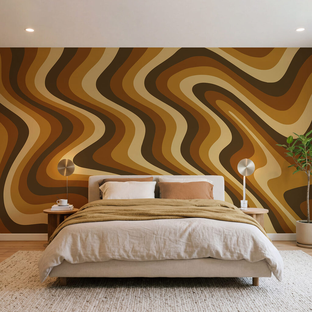 Bruine en beige golvende lijnen — interieur 1