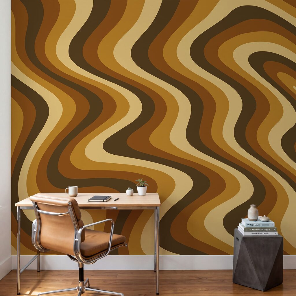 Bruine en beige golvende lijnen — interieur 2
