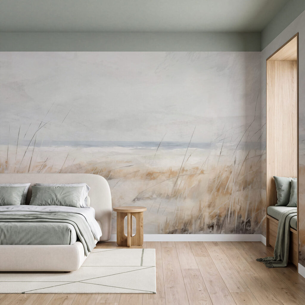 Schilderij van een strand met hoog gras — interieur 2
