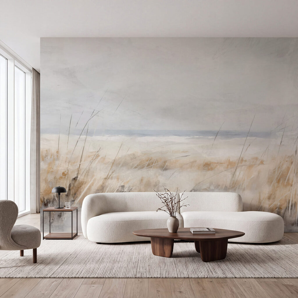 Schilderij van een strand met hoog gras — interieur 1