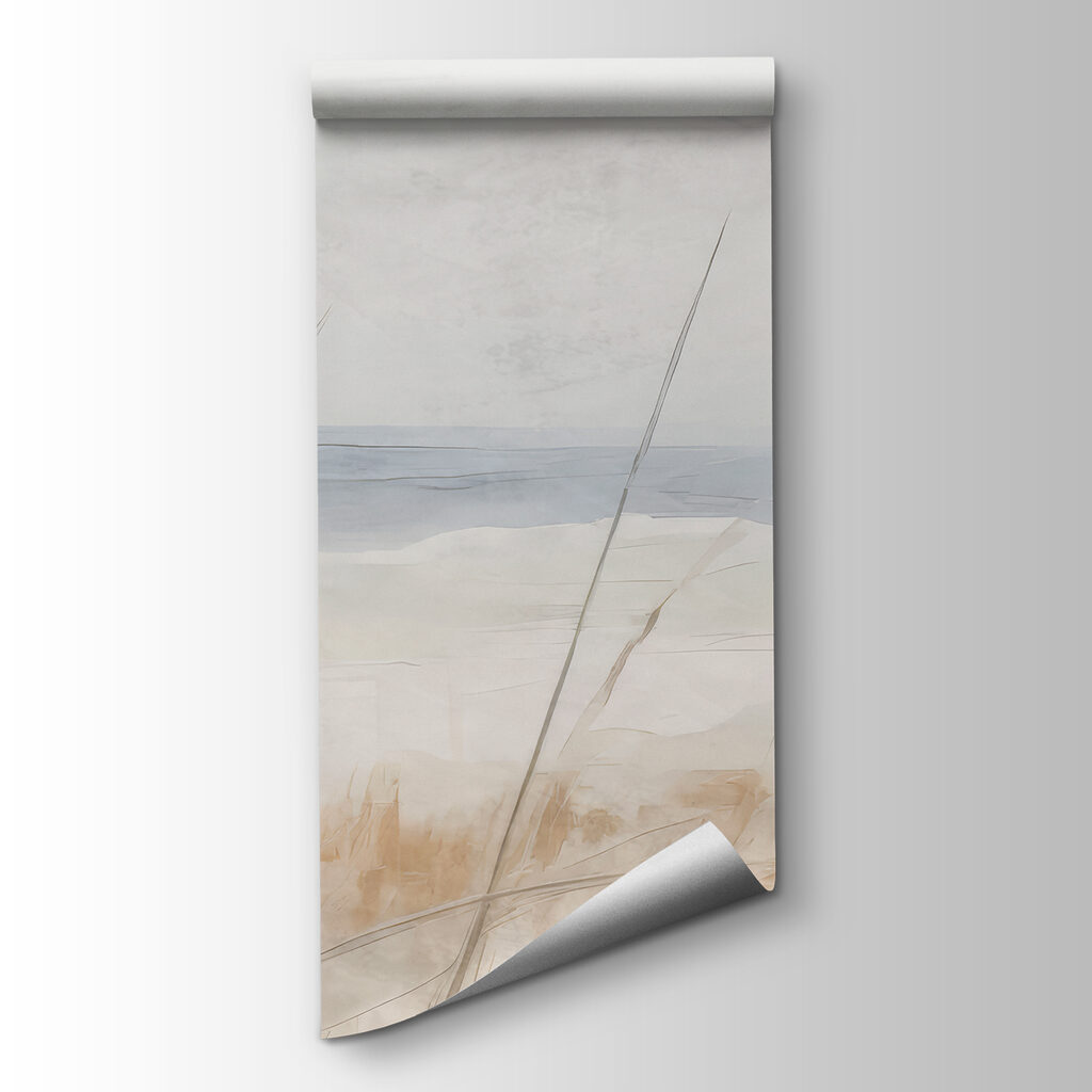Schilderij van een strand met hoog gras — productweergave