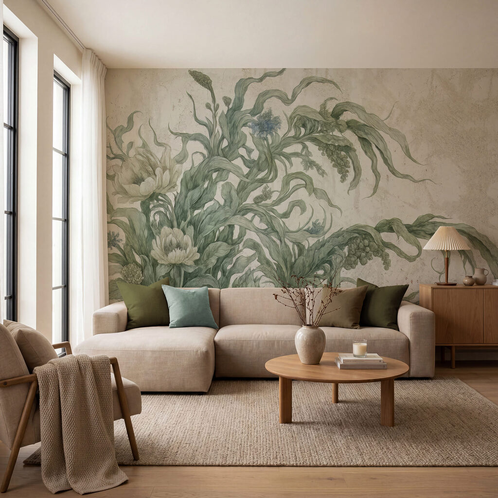 Sierlijke planten op grijstinten — interieur 1