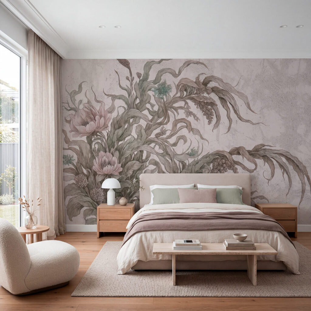 Schilderij van bloemen en bladeren — interieur 1