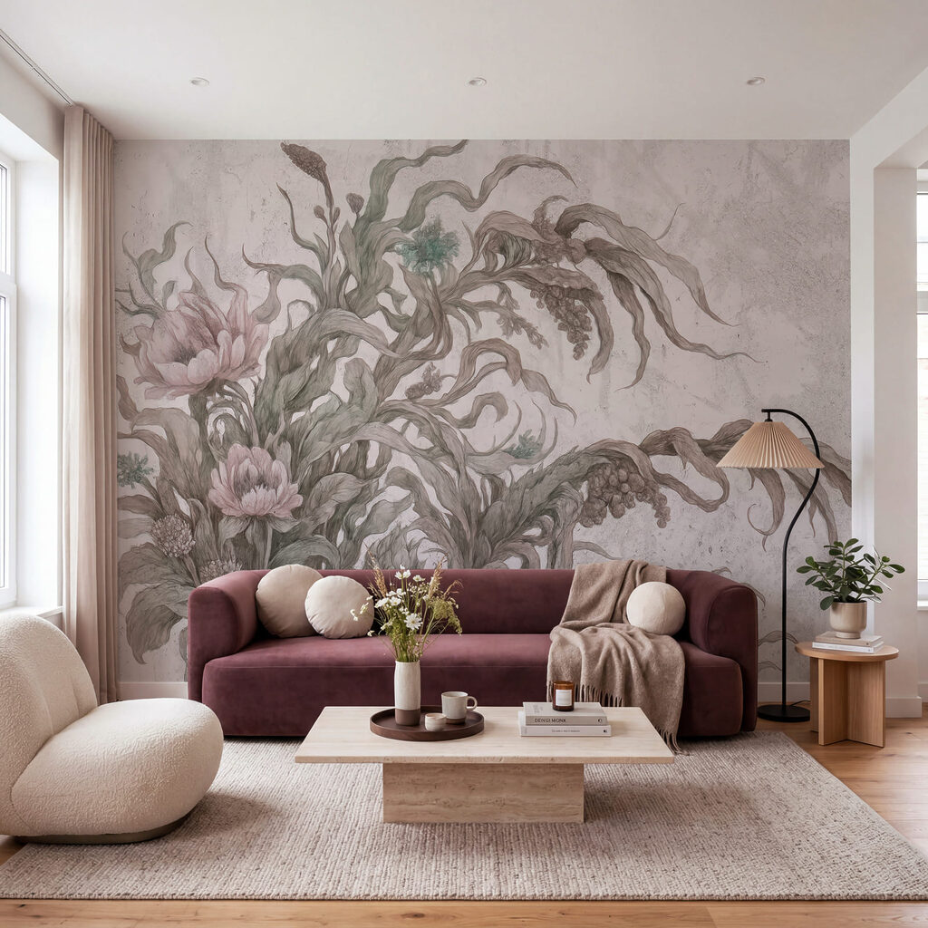 Schilderij van bloemen en bladeren — interieur 2