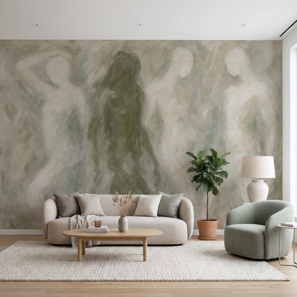 Een groep mensen in een grijs-witte kamer — interieur 2